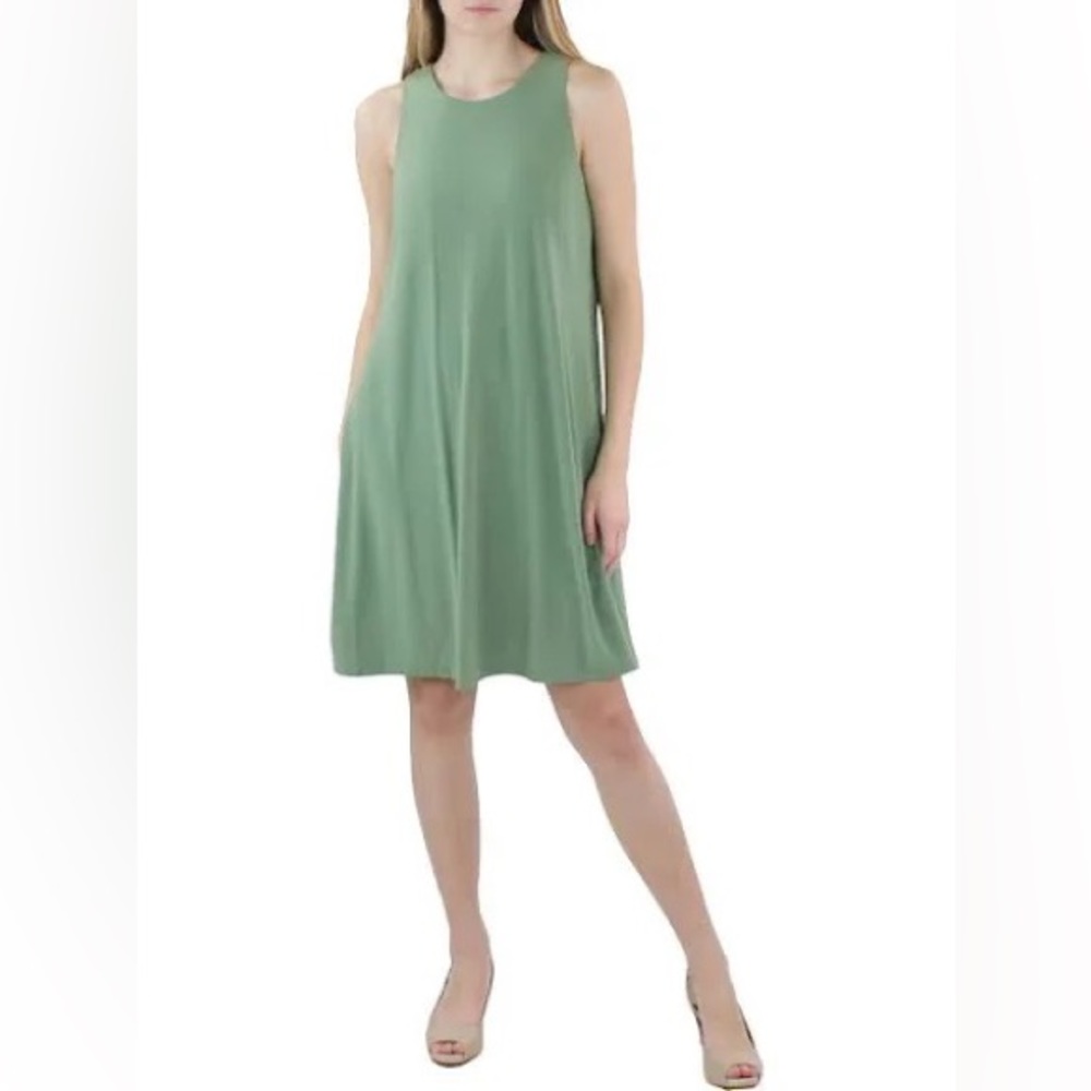 KASPER CASUAL MINI SHIFT DRESS Size Large, green willow color